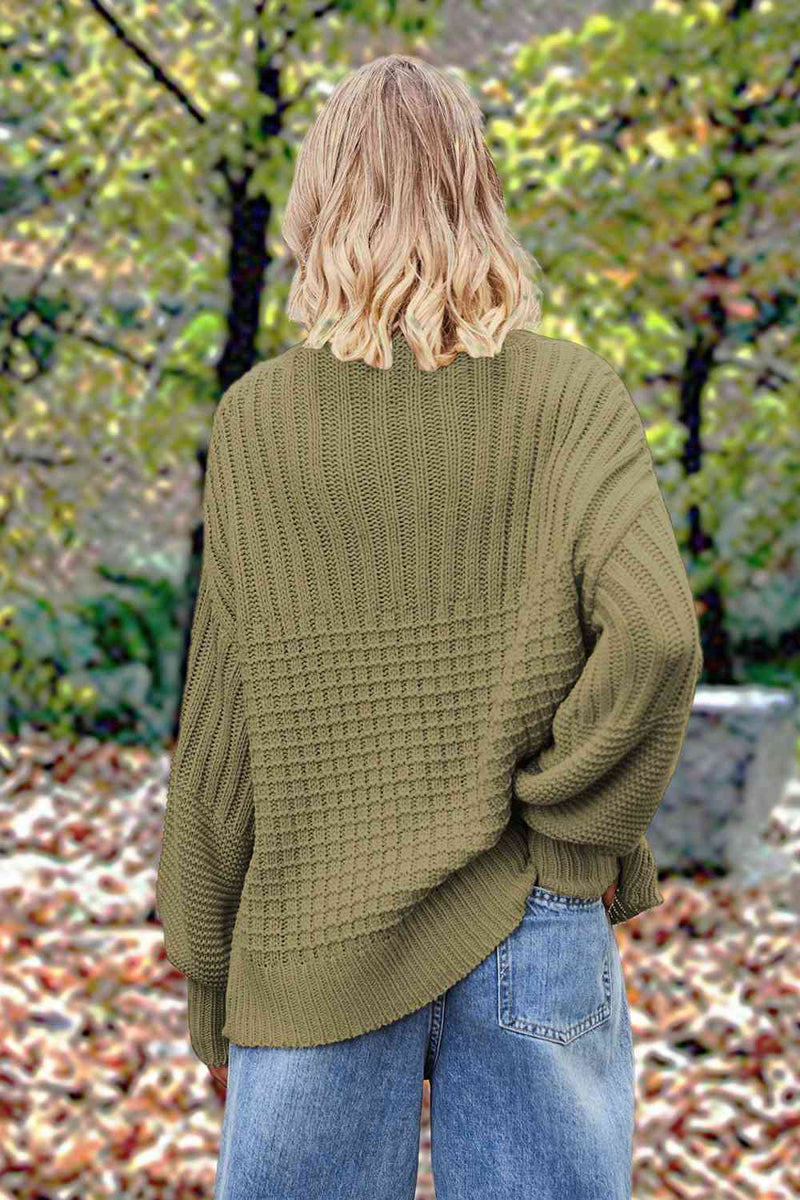 Round Neck Lantern Sleeve Sweater