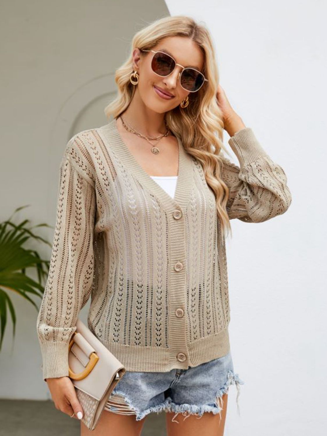 Ribbed Trim Cardigan