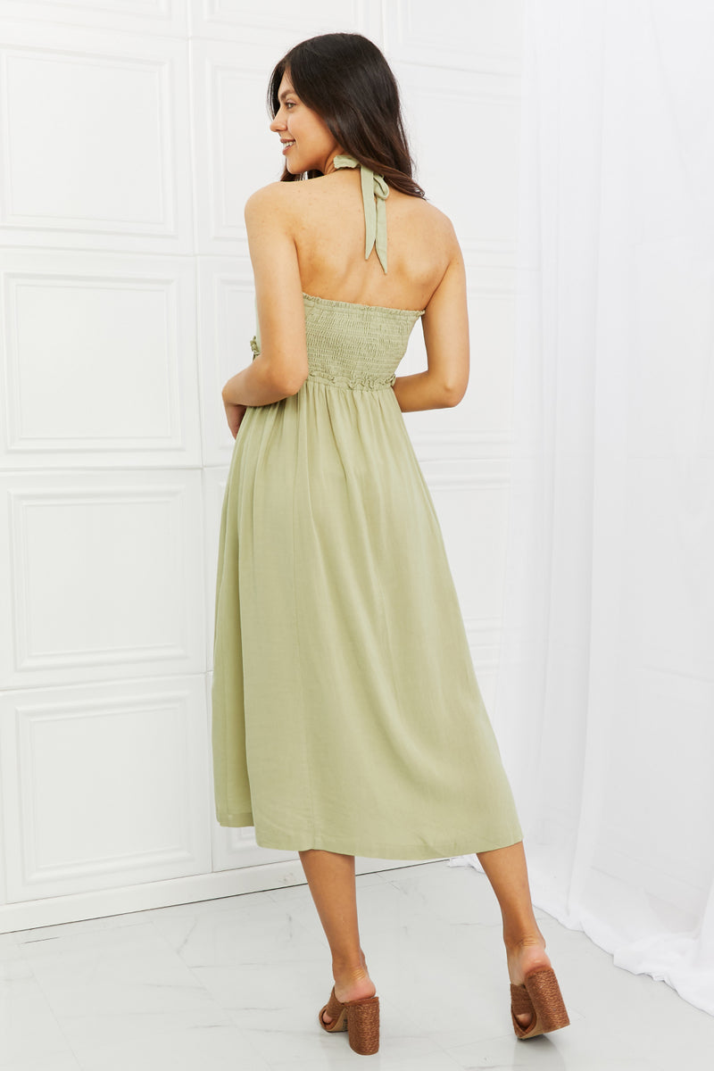 HEYSON Soft & Dainty Midi Dress in Sage